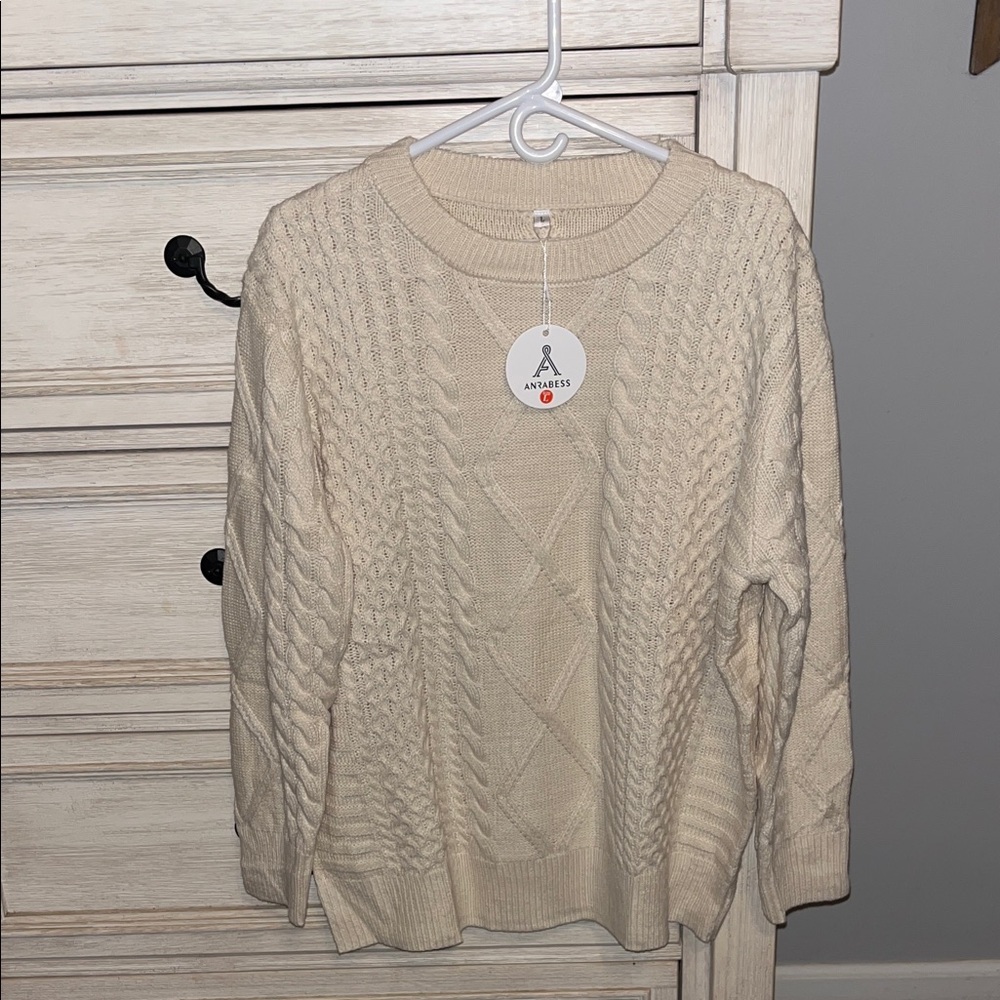 Women's Cream Cable Knit Sweater